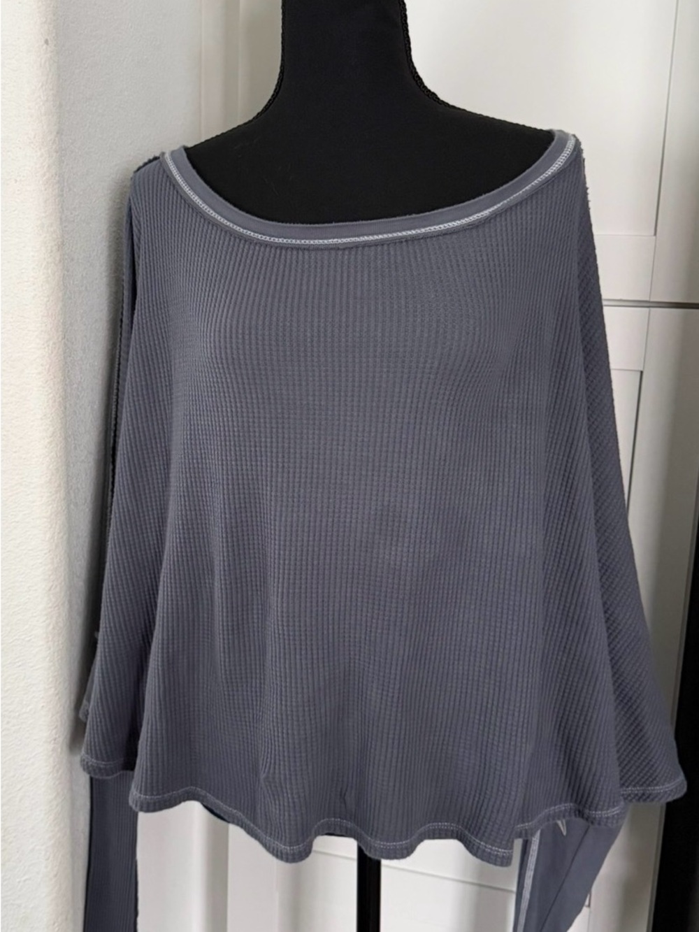 We The Free Soft Ribbed Boatneck Top in Gray